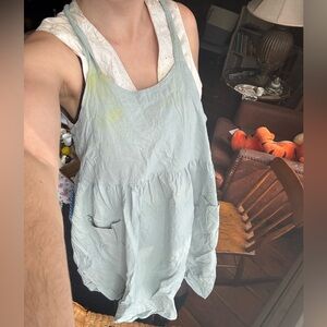 Crossover Cotton/linen blend light mint green apron